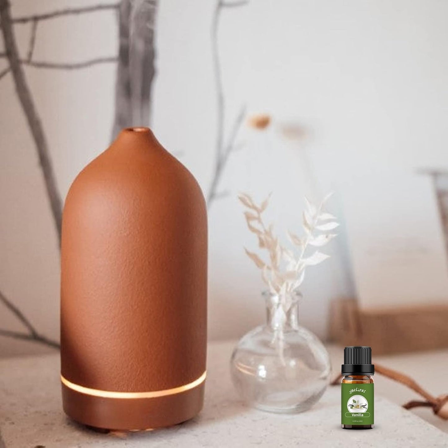 yethious Vanilla Coconut Essential Oil Set Coconut Oil Organic Vanilla Essential Oils for Soap Making, Diffuser, Skin Hair Care - 2 x 10ML