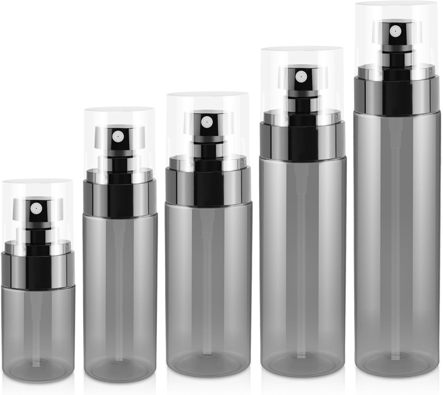 5Pack Small Spray Bottle, Black Plastic Fine Mist Mini Spray Bottles, Empty Refillable Travel Bottles for Hair, Cleaning, Salons, Planting, Skin Care