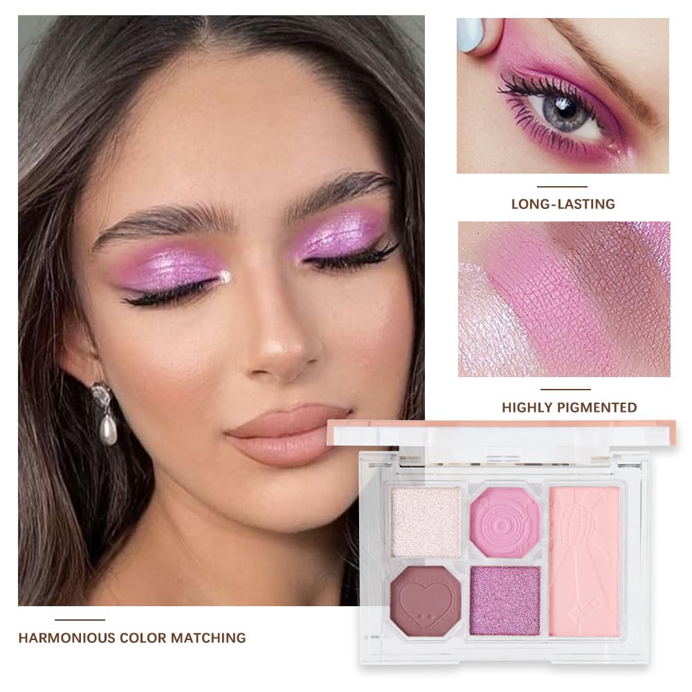 5 Colors Eyeshadow Palette Makeup, Matte Shimmer Eye Shadow Palette, Long Lasting Naturing-Looking, paleta de sombras de ojos,Everyday to Eye Makeup Looks,Vegan & Cruelty-free 04#