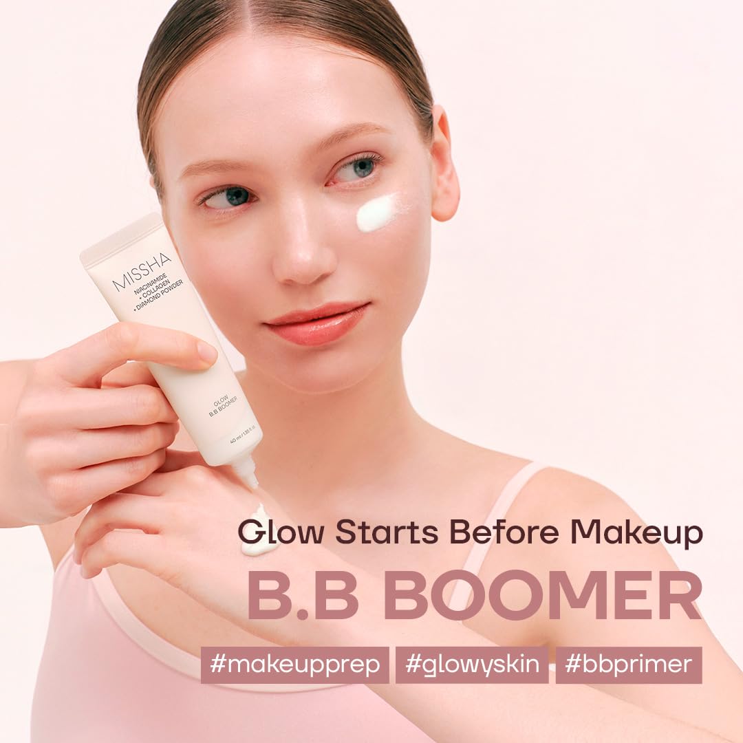 MISSHA M BB Boomer Face Primer, Korean Dewy Glow Makeup Base 1.35 oz
