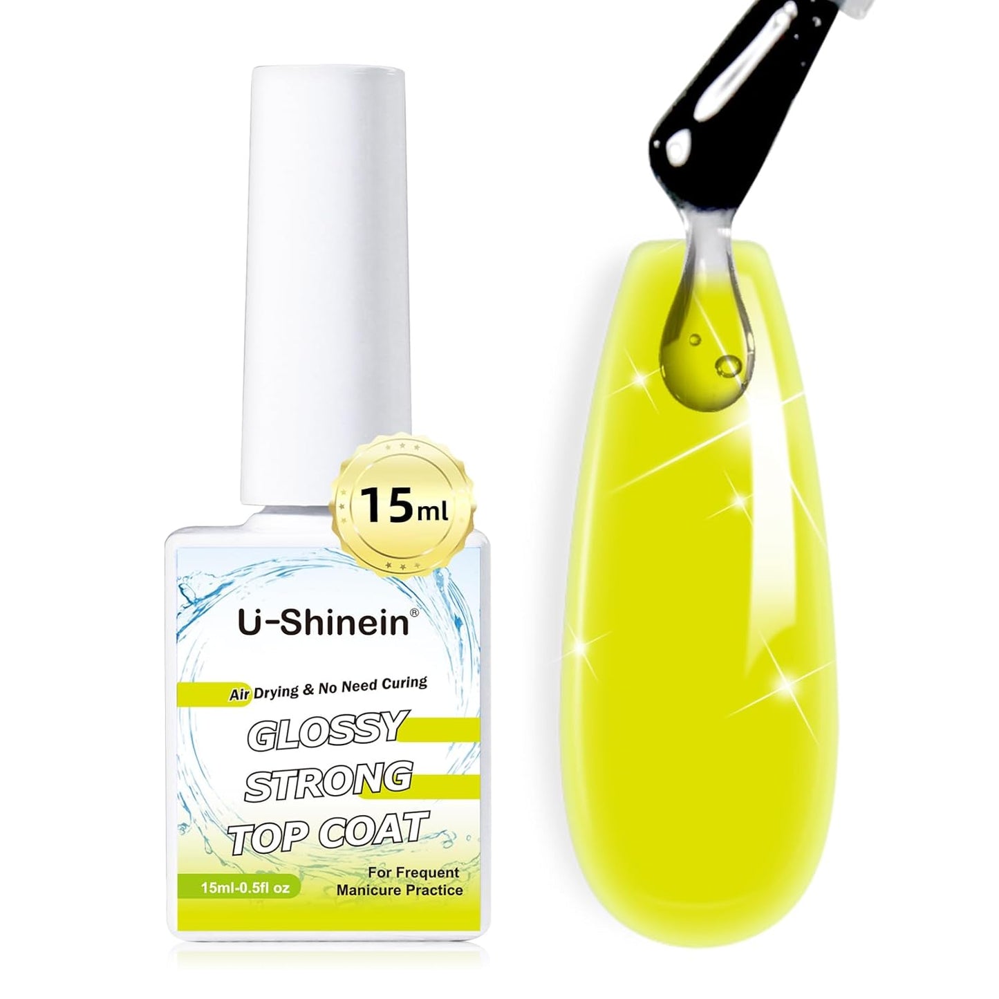 Glossy Strong Nail Top Coat Gel, Protective Supper Shiny Long-lasting No-Scratches Not Easy to Stain Colours, New Technology Nail Manicure Soak Off Nail UV/LED Lamp DIY Nail Art