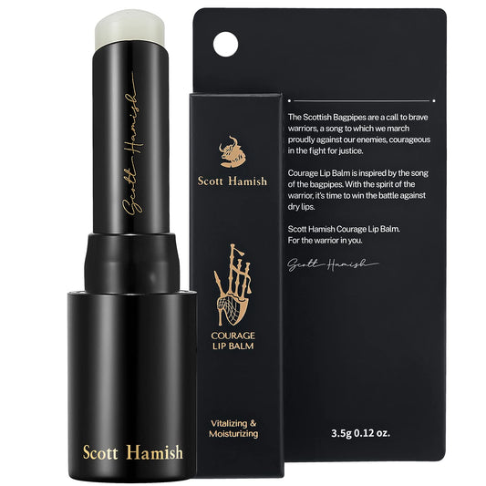 Scott Hamish Courage Lip Balm – Hydrating Lip Balm for Men - Shea Butter & Cica to Moisturize & Soothe Dry, Chapped Lips – Anti Aging Lip Moisturizer and Improve Softness of Lips, 0.12oz.