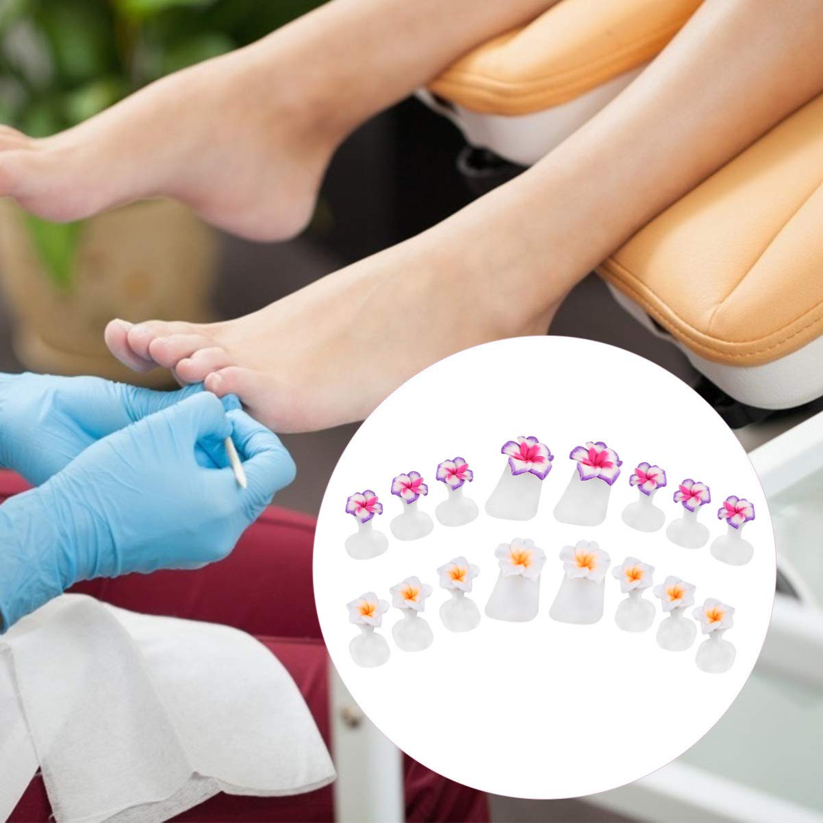 Beaupretty 16 Pieces Manicure Separator Silicone Flower Shape Spacers Divider Reusable Toenail Stretchers Cushions for Women Men