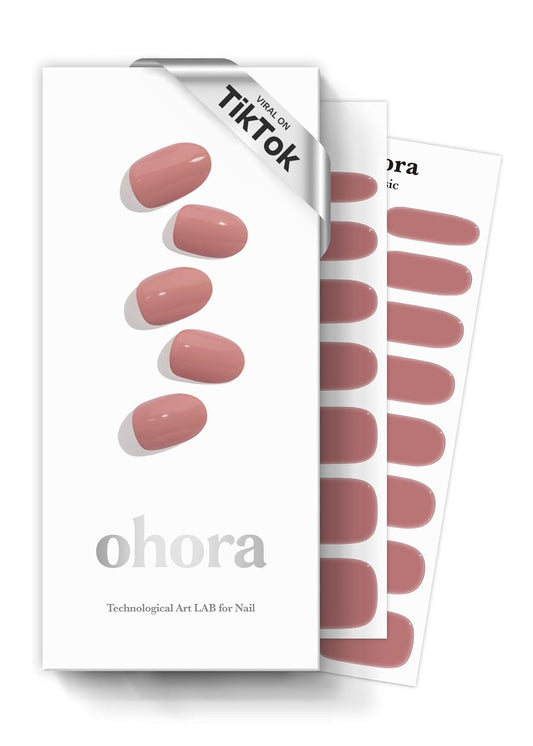 ohora Semi Cured Gel Nail Strips (N Ash Pink) - Pink, Solid, Works with Any UV/LED Lamps