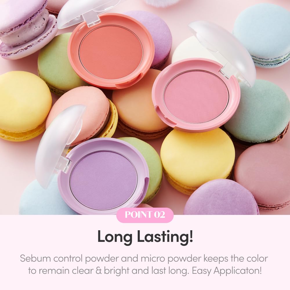 ETUDE Lovely Cookie Blusher - Apricot Peach Mousse 4g | Glowing & Natural Powder Blush with