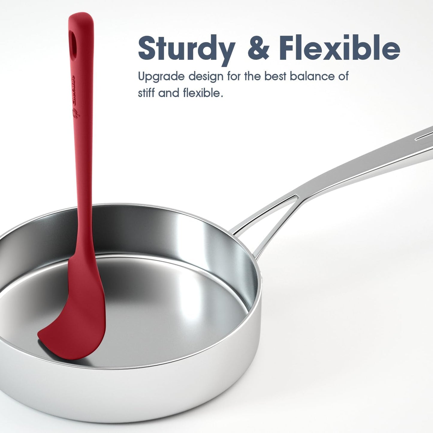 5 Pieces Silicone Spatula Set, Food Grade Rubber Spatula, Upgrade Strong Handle with Ergonomic Grip, Heat Resistant Up to 600°F for Nonstick Cookware, Cooking Red