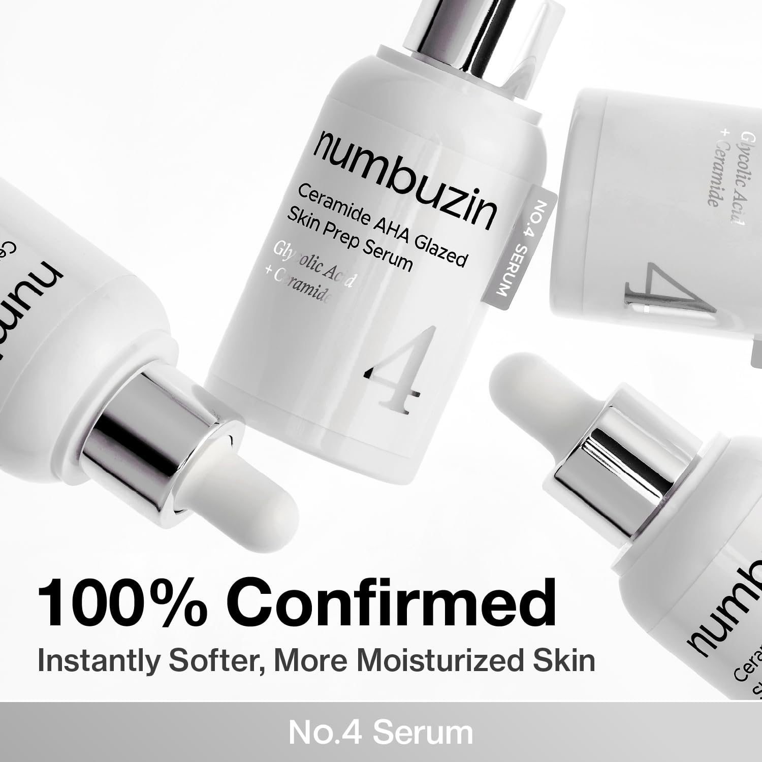 numbuzin No.4 Ceramide AHA PHA Glazed Skin Prep Serum, Gentle Exfoliating Serum with Glycolic Acid