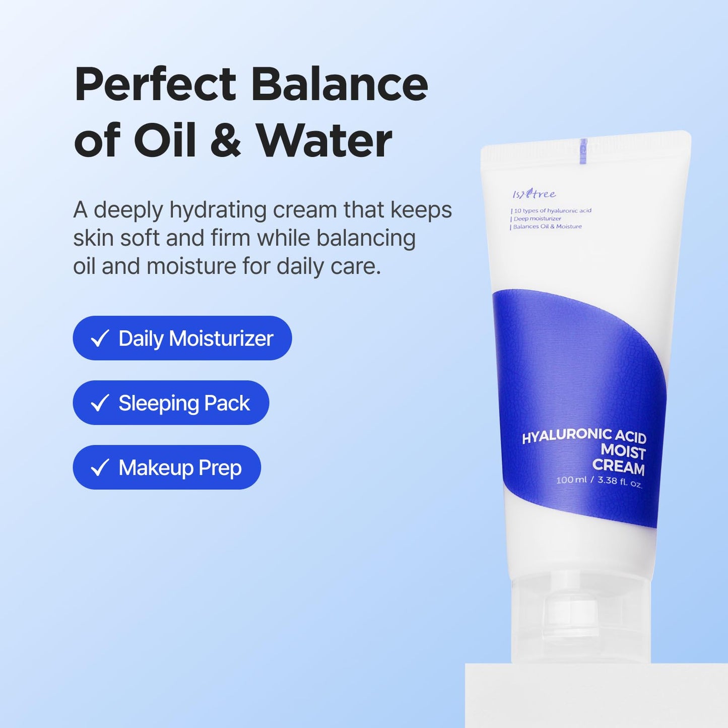 ISNTREE Hyaluronic Acid Moist Cream | Korean Face Moisturizer with Hyaluronic Acid | Deep