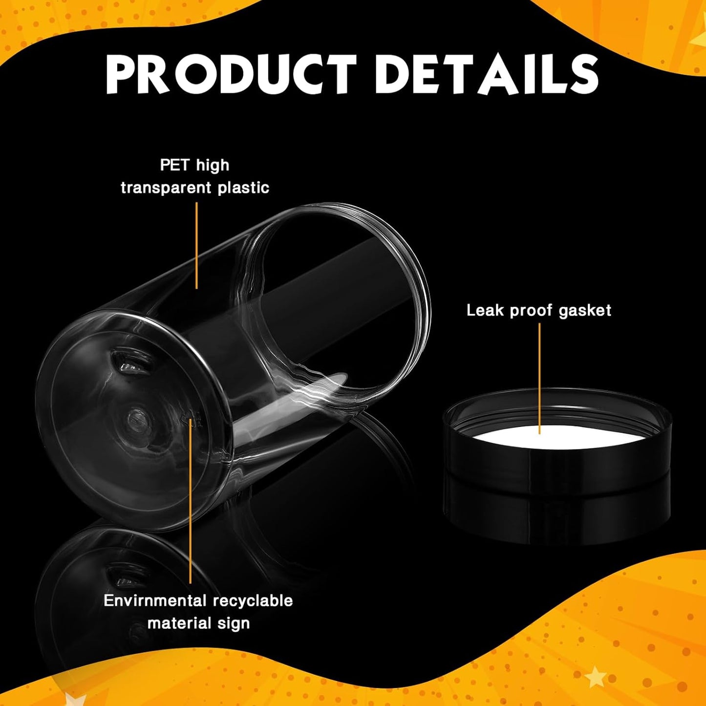 Patelai 4 Pieces Round Wide-mouth Leak Proof Plastic Container Jars with Lids for Travel Storage Makeup Beauty Products Face Creams Oils Salves Ointments DIY Making(12 Ounce,Black)