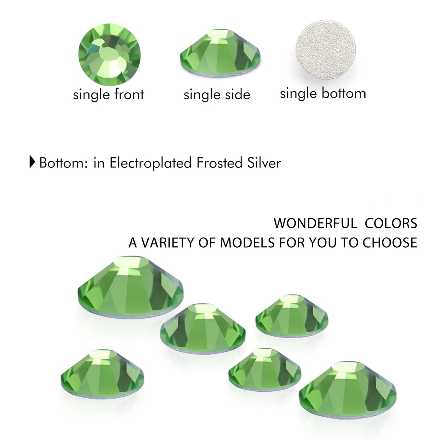 1440Pcs Light Green Crystal Rhinestones,Glass Flatback Rhinestones Gemstones for Nail Face Makeup Art Crafts Clothes Decoration - (SS16,4.0mm,Light Green)