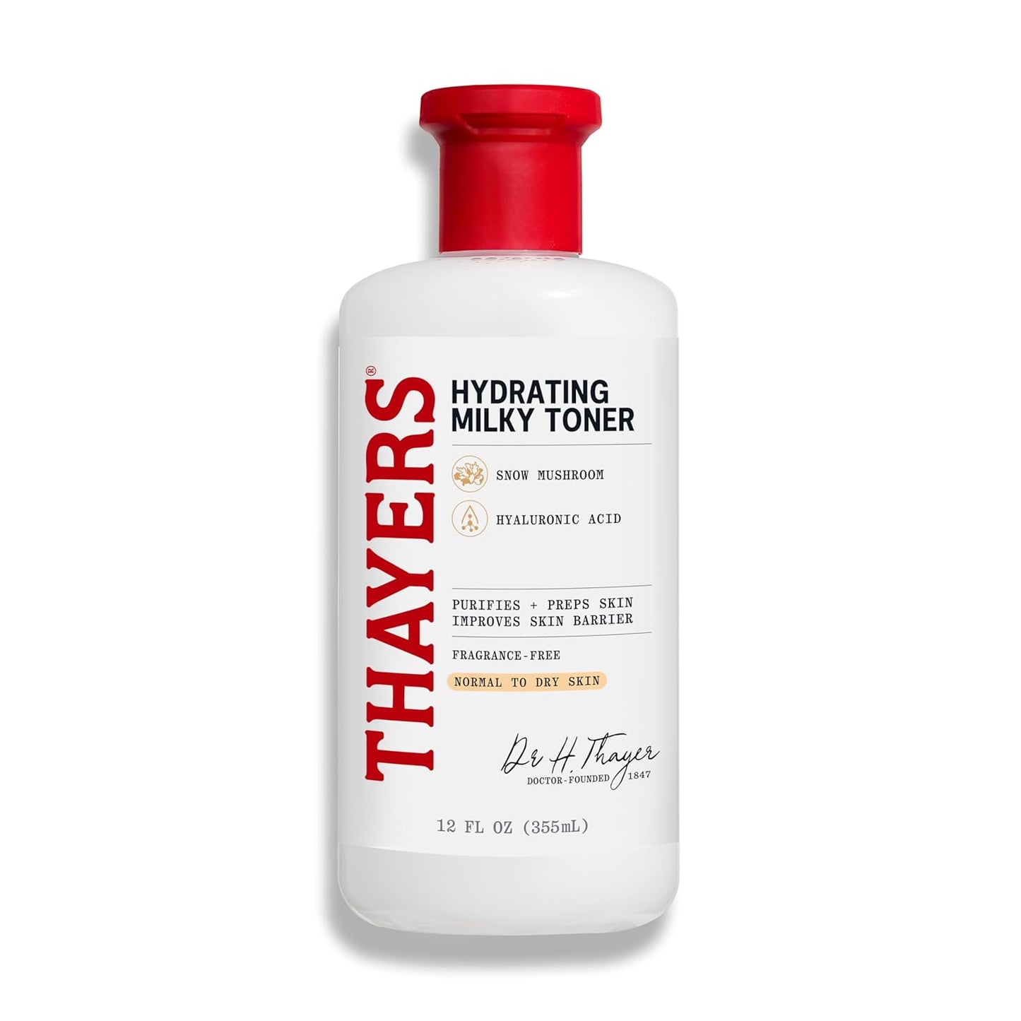 THAYERS Milky Face Toner Skin Care with Snow Mushroom and Hyaluronic Acid, Natural Gentle Facial Toner, for Dry and Sensitive Skin, 355mL