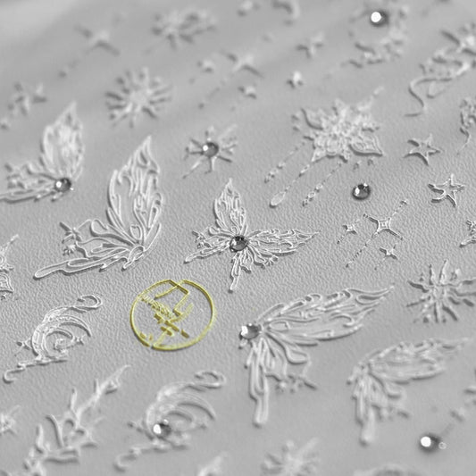 Butterfly Nail Art Stickers Silver Butterfly Nail Stickers 5D Embossed Nail Decals Accessories