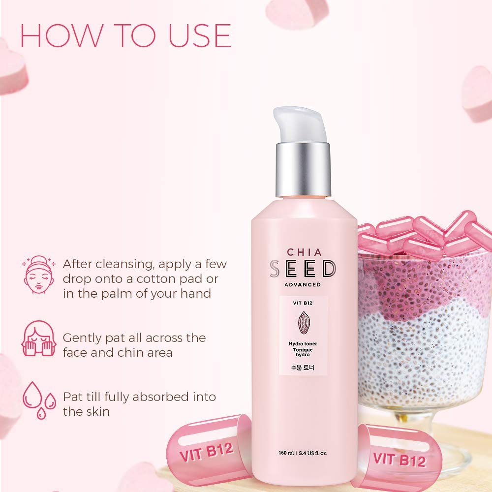 The Face Shop Chia Seed Hydro toner | Soft Hydrating Lotion for Dry Skin Moisture & Comfort |
