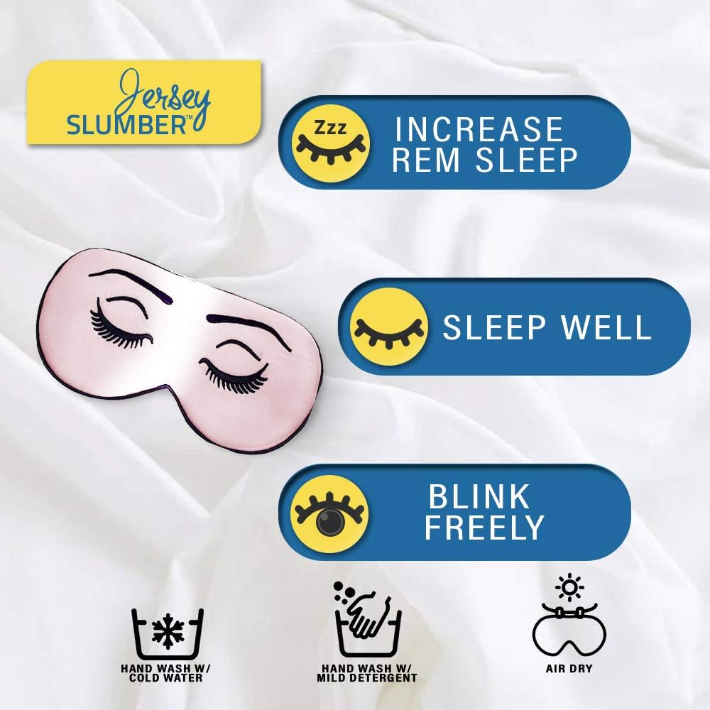 Silk Sleep Eye Mask for Men Women, Comfortable Super Soft Eye Mask with Adjustable Strap, 100% Pure Silk, Works with Every Nap Position, Ultimate Sleeping Aid Blindfold, Blocks Light, Jersey Slumber