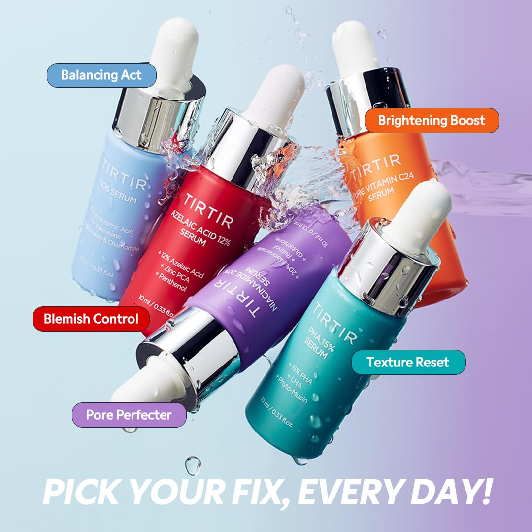 TIRTIR 5 Actives Power Serums Kit – Korean Skin Care Set with Vitamin C, Niacinamide, Azelaic &