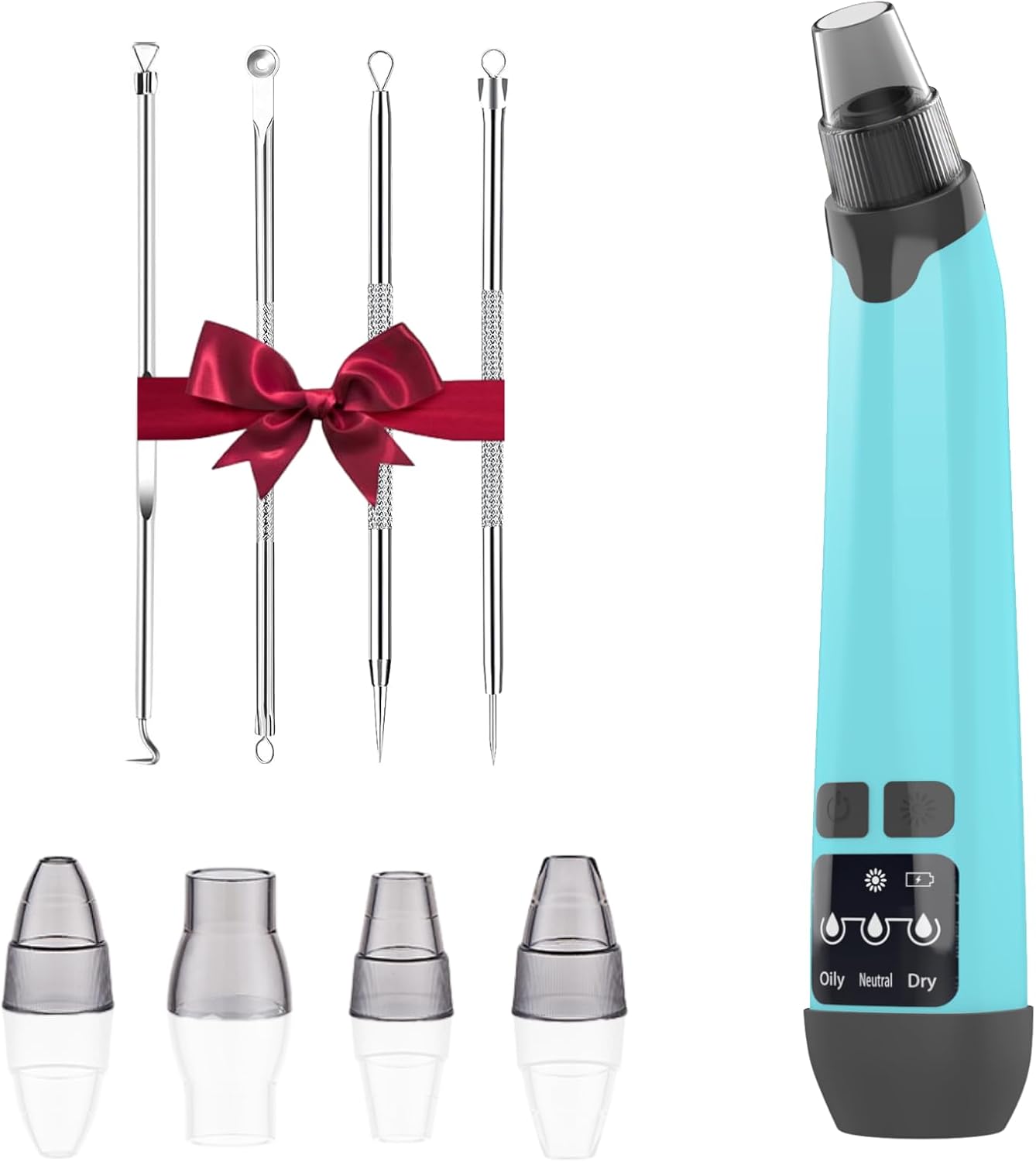 Blackhead Remover Vacuum - Black Head Remover for Face,Blackhead Extractor Tool with 3 Adjustable Suction Levels,4 Probes,USB Interface Type Pore Vacuum,Suitable for Women and Men (Blue)