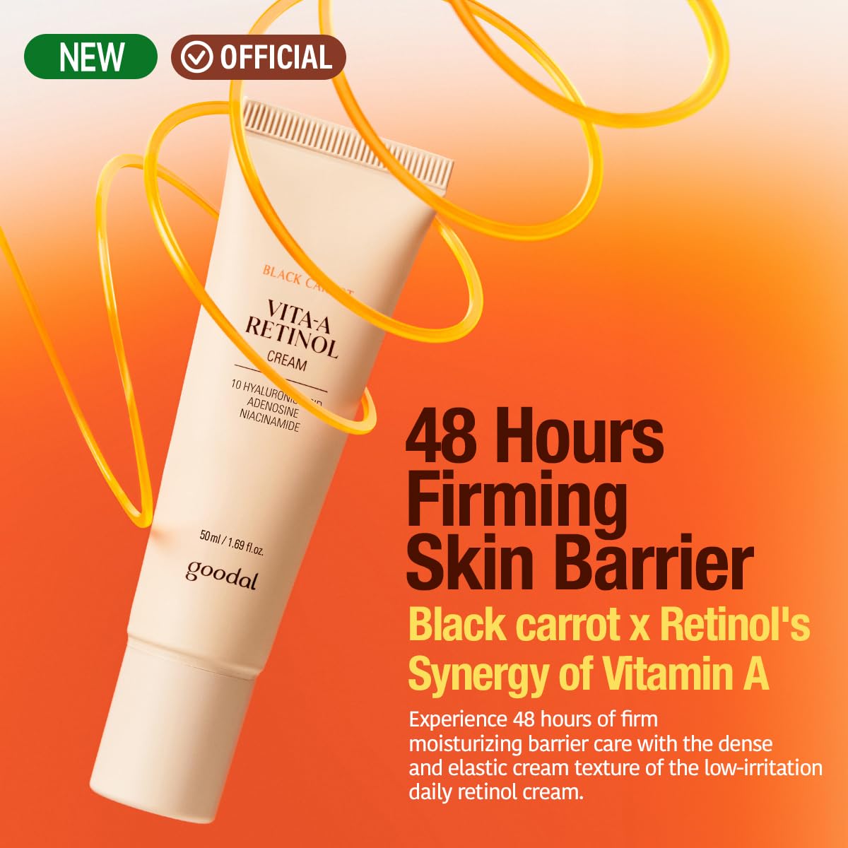 GOODAL Black Carrot Retinol Cream 1.69 fl.oz (50ml) – Beginner Friendly Korean Skin Care