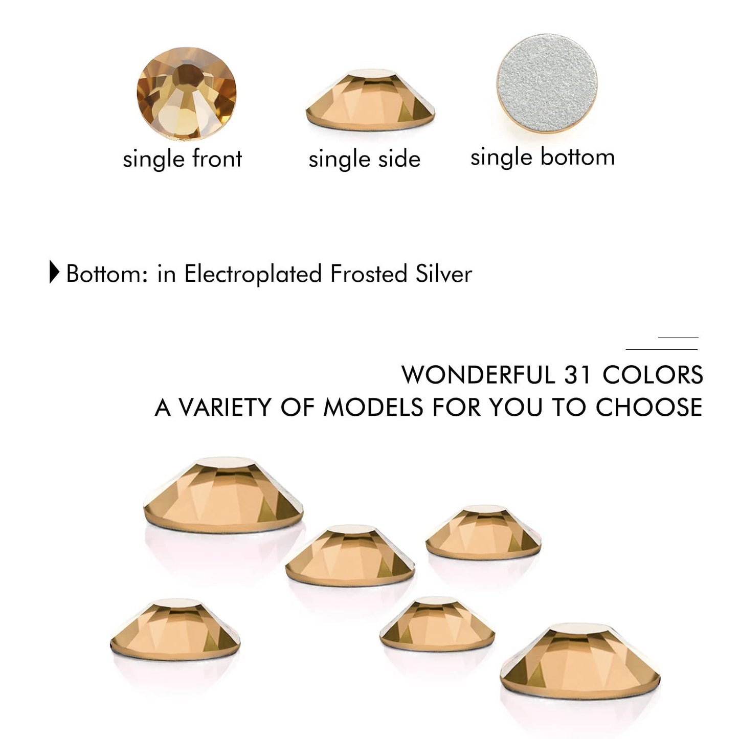 1440Pcs Topaz Crystal Rhinestones,Glass Flatback Rhinestones Gemstones for Nail Face Makeup Art Crafts Clothes Decoration -(SS20,4.8mm,Topaz)