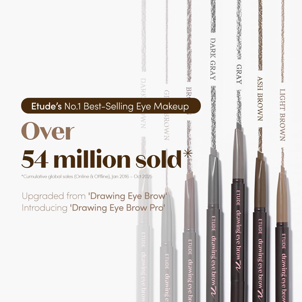 ETUDE Drawing Eye Brow Pro (Ash Brown) Eyebrow Pencil for women, Microblading, Long Lasting, Soft