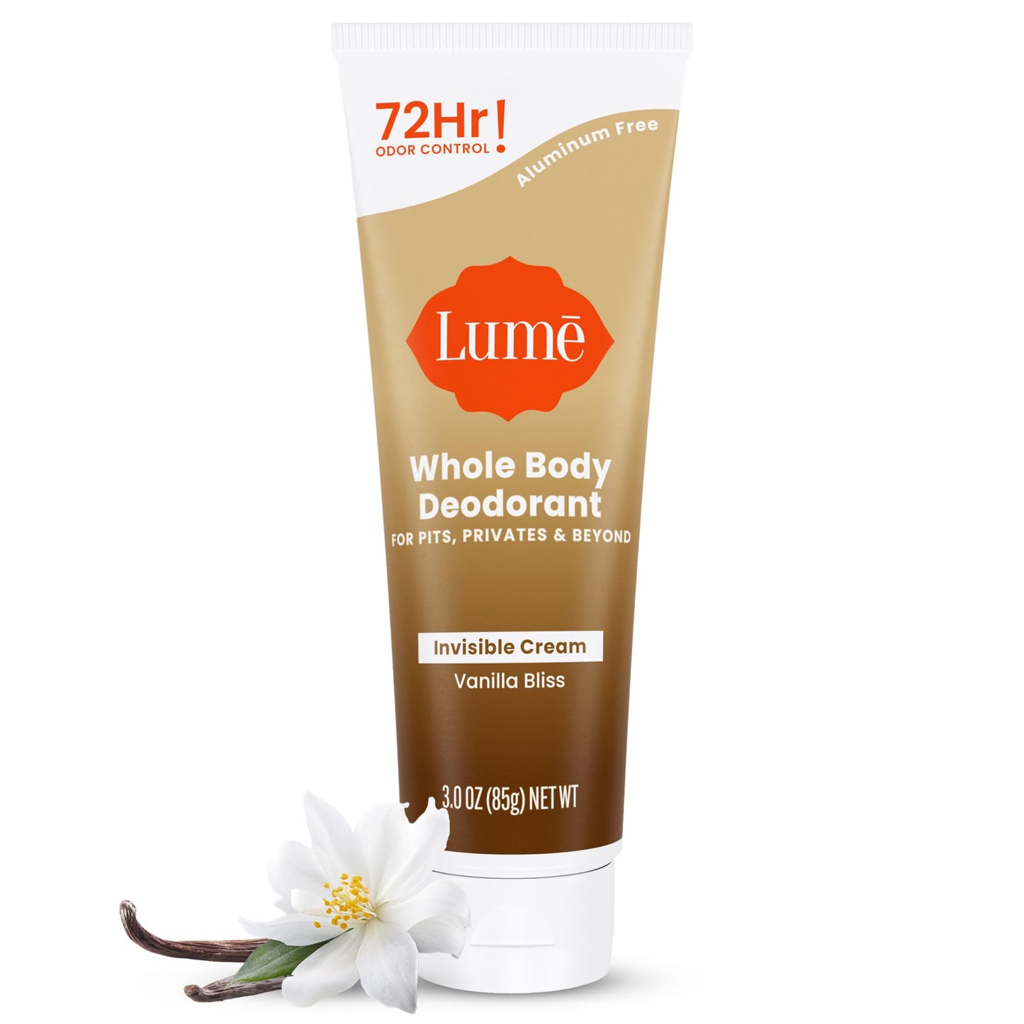 Lume Whole Body Deodorant - Invisible Cream Tube - 72 Hour Odor Control - Doctor Developed