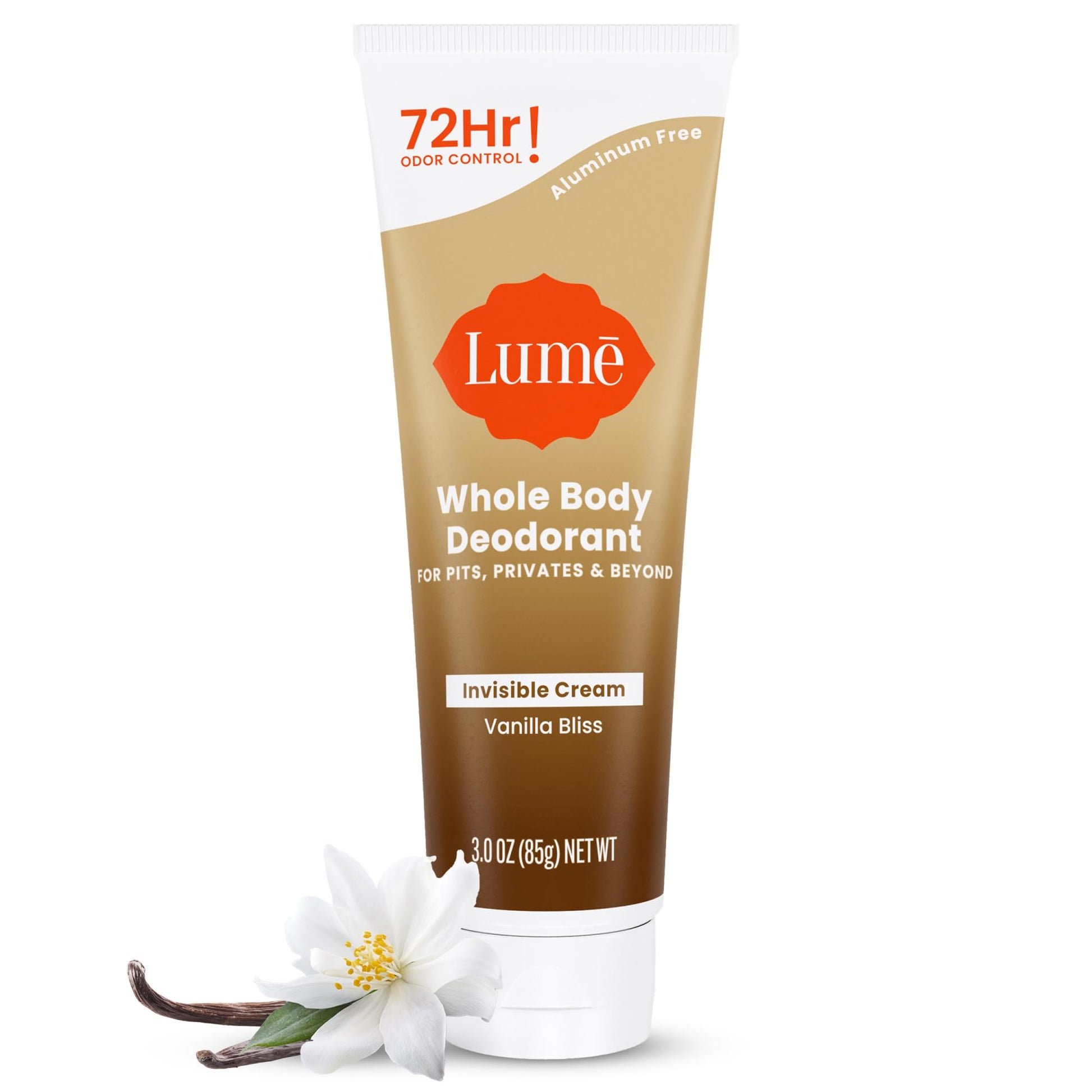 Lume Whole Body Deodorant - Invisible Cream Tube - 72 Hour Odor Control - Doctor Developed