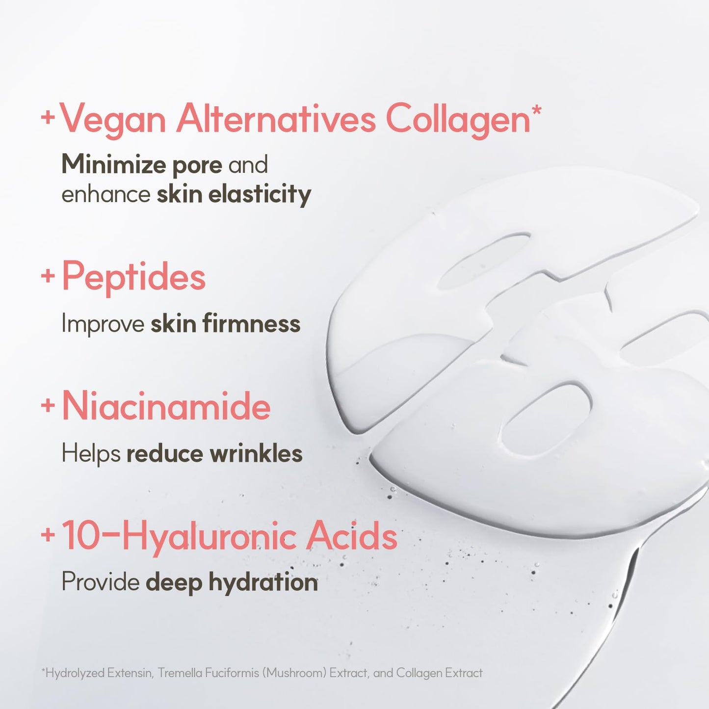 THE FACE SHOP Original Vegan Collagen Face Mask, Korean Glass Skin Essential, Peptide Hydrogel Mask