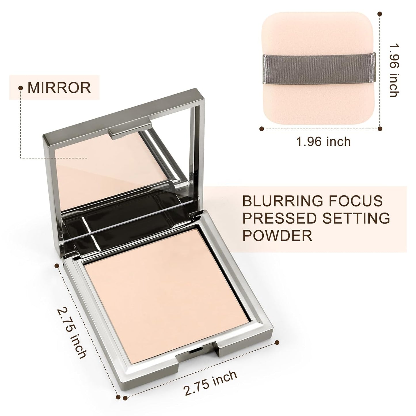 Boobeen Matte Face Finishing Powder, Smooth Setting Pressed Powder Makeup Oil Control Lightweight Long Lasting Makeup Setting Foundation Compact Powder, Soft Focus Effect Translucent Finish