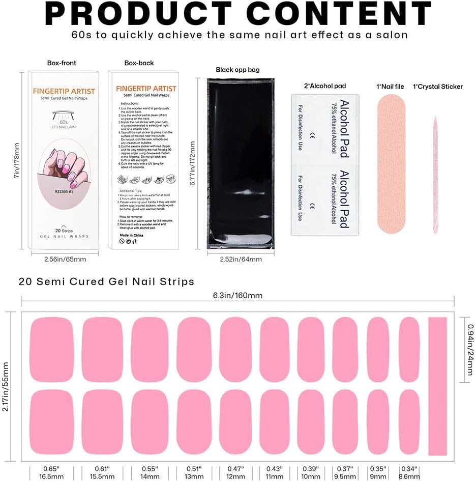 Semi Cured Gel Nail Strips with Leopard Designs Colorful Glitter Nail strips Fall Wraps Salon Quality & Easy to Use 20 Pcs for Women