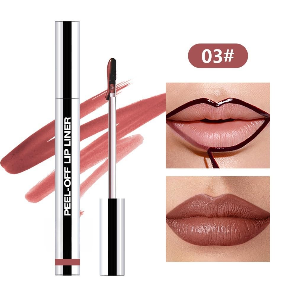 Longwear Peel-off Lip Stain Marker Peel Off with Vitamin E - Smudge-Resistant Lip Liner & Base for All Skin Types (03#)