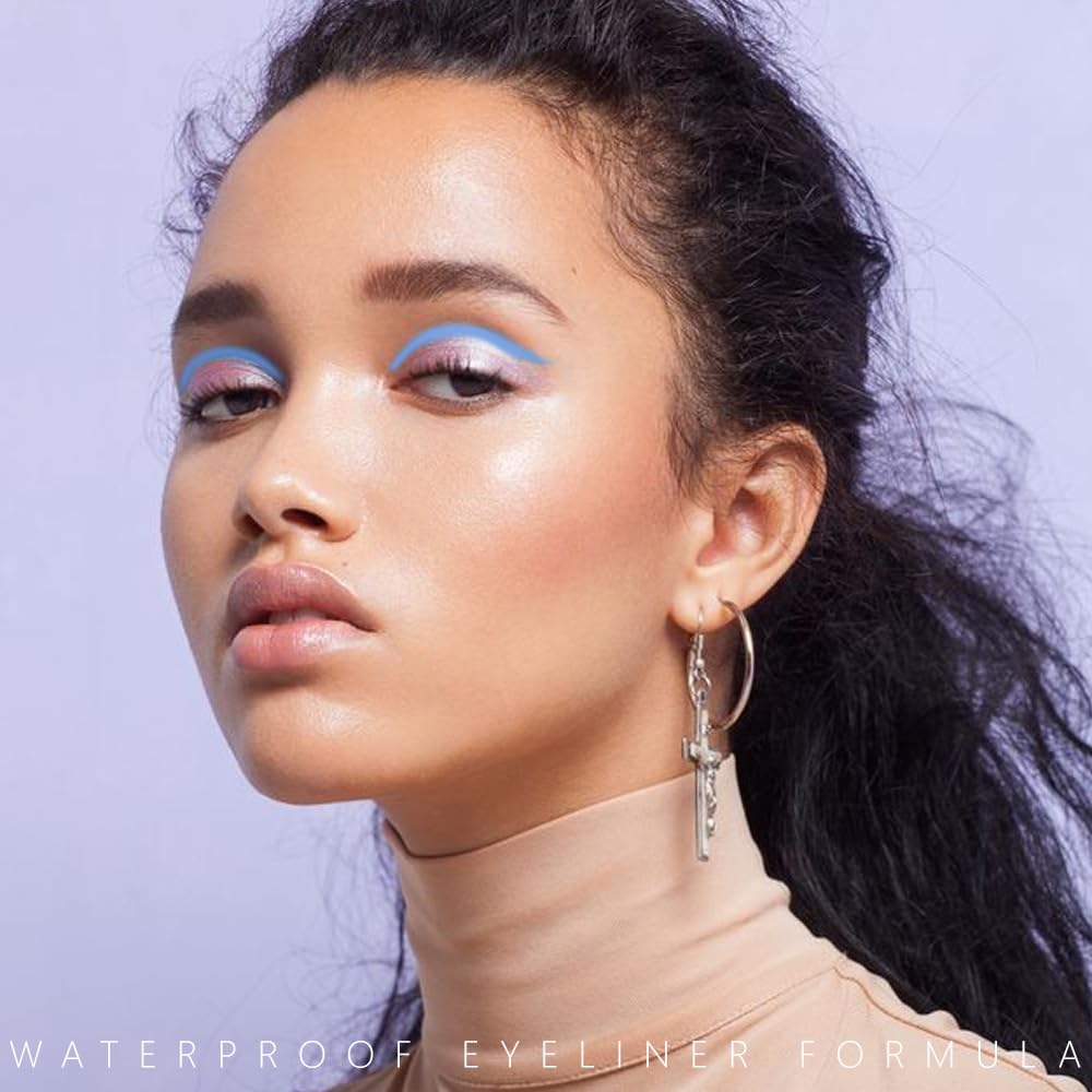 evpct Blue Eyeliner Pencils for Eyes, Light Sky Blue Matte Colored Eye Liner Pencil Makeup Waterproof Smudge Proof, Colored Gel Waterline Eyeliner Liquid Face Eye Paint Stick Lipstick Halloween Makeup