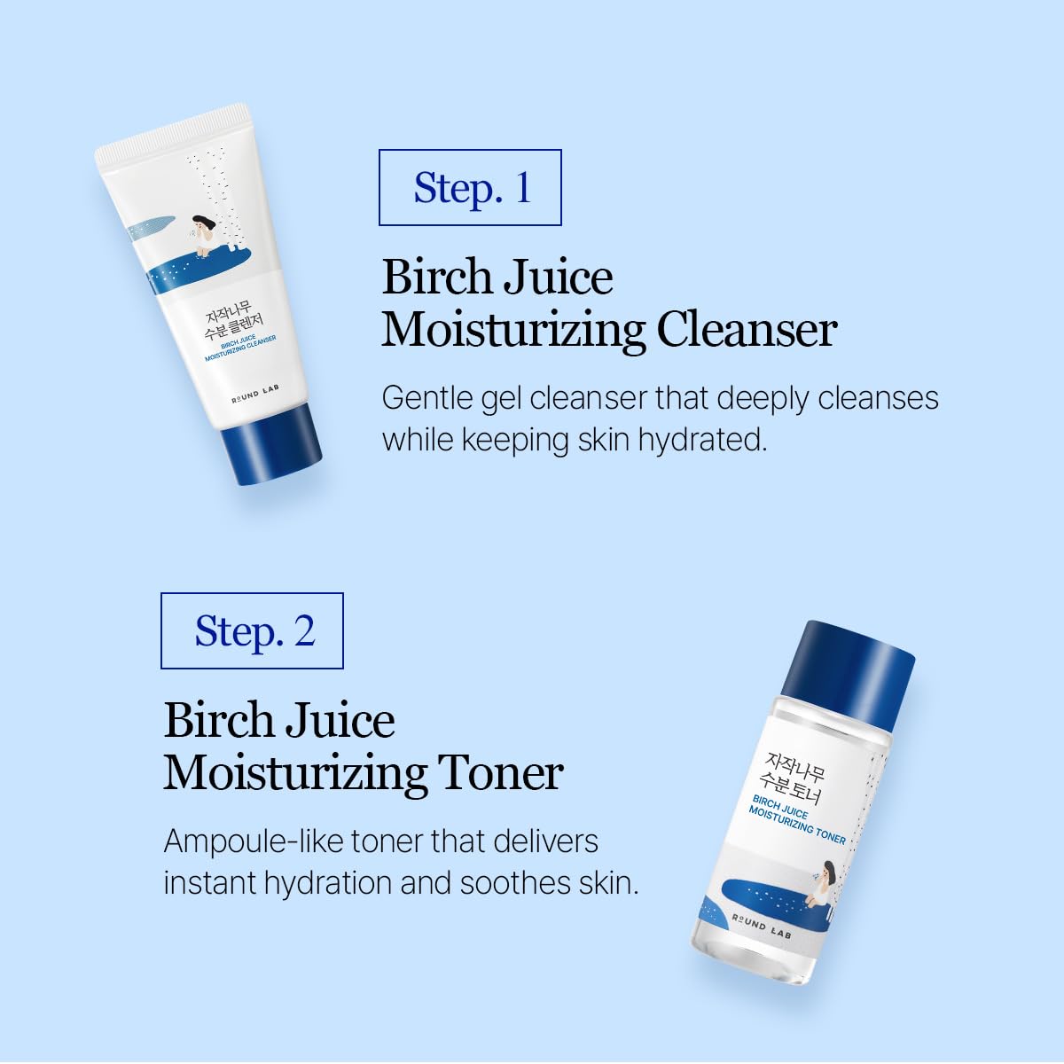 ROUND LAB Birch Juice Moisturizing Mini Kit 4-Step Skin Care Set