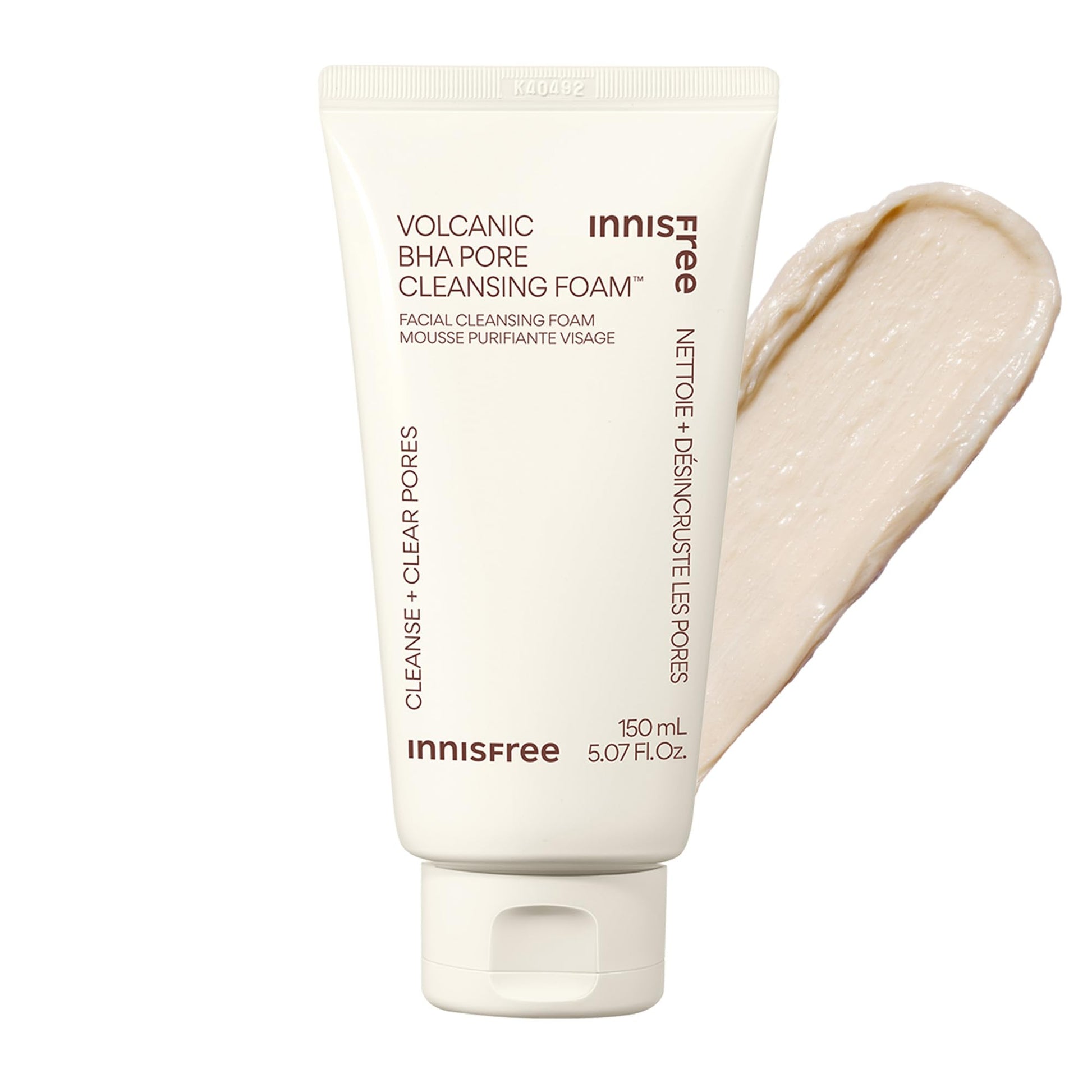 innisfree Volcanic BHA Pore Cleansing Foam with Salicylic Acid | Korean Face Wash with Hyaluronic
