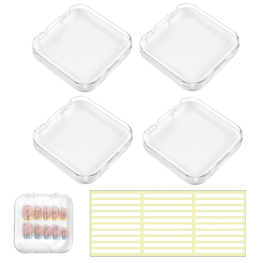 4 PCS 2.95" Nail Art Display Box, Press On Nail Storage Box Acrylic Nails Display Boxes Clear Empty