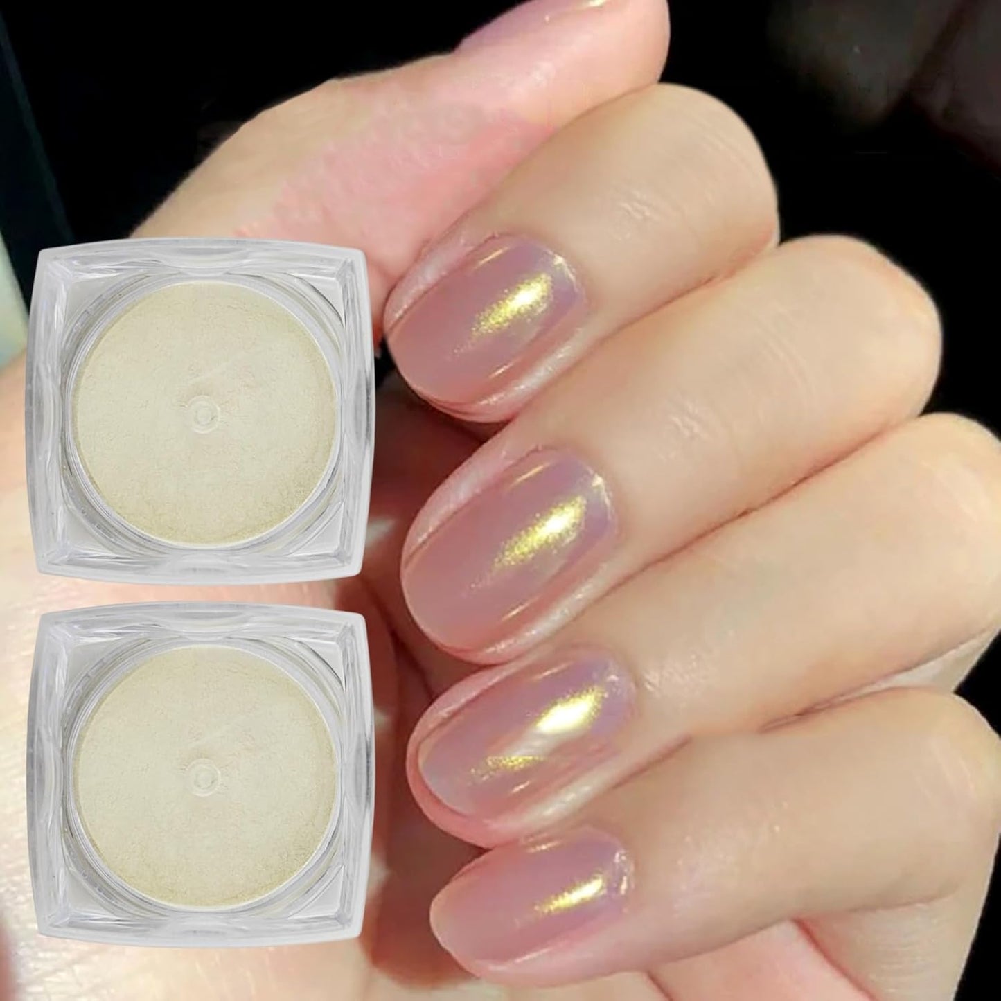 2 Pcs Aurora Chrome Powder for Nails White Iridescent Nail Powder,Mermaid Chrome Nail Pearl Powder Chameleon Chrome Nail Powder Manicure Pigment(2 Pcs Aurora)