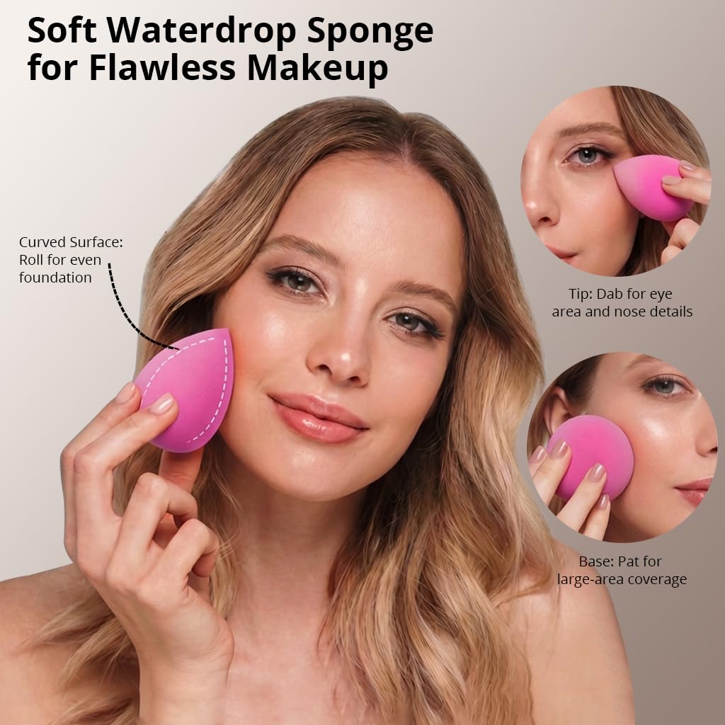 BEAKEY Makeup Brushes set with 2 Blending Sponges,10 Brush Face and Eye Set