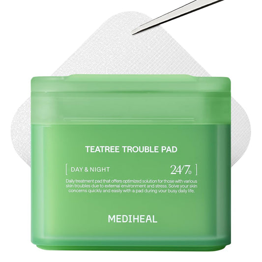 MEDIHEAL Toner Pads - Teatree Trouble Care Toner Pad (100 count) with Teatree & Lactobacillus