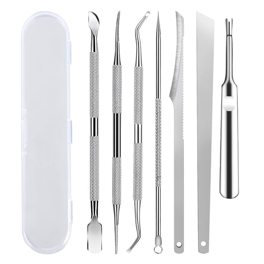 7-Pack Ingrown Toenail Tool Kit - File, Lifters, Surgical Safe Pedicure Tools for Nail Treatment &