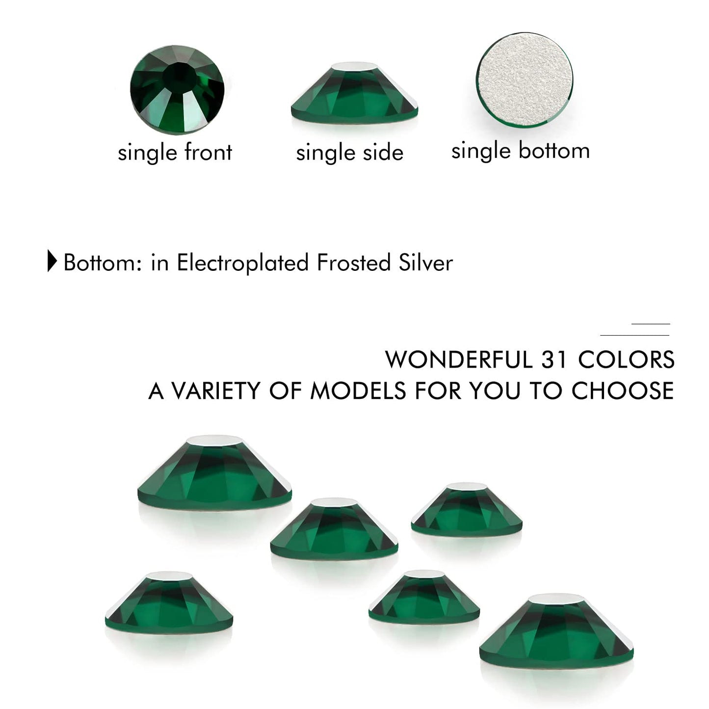 1440Pcs Dark Green Crystal Rhinestones,Glass Flatback Rhinestones Gemstones Mini for Nail Face Makeup Art Crafts Clothes Decoration -(SS10,2.8mm,Dark Green)