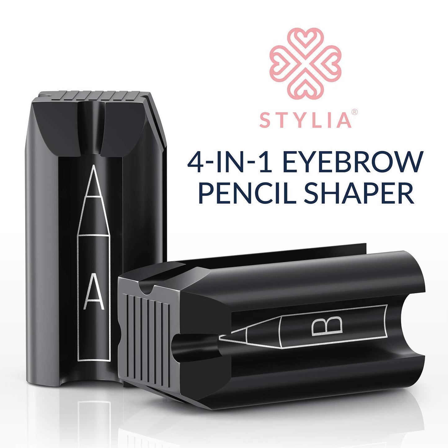 4-in-1 Plastic Duckbill-Shape Eyebrow Pencil Shaper - Eye Makeup Shaping Tool for Waterproof Peel Off Brow Pencils - Compact Cosmetic Shaper for Beginners & Professional