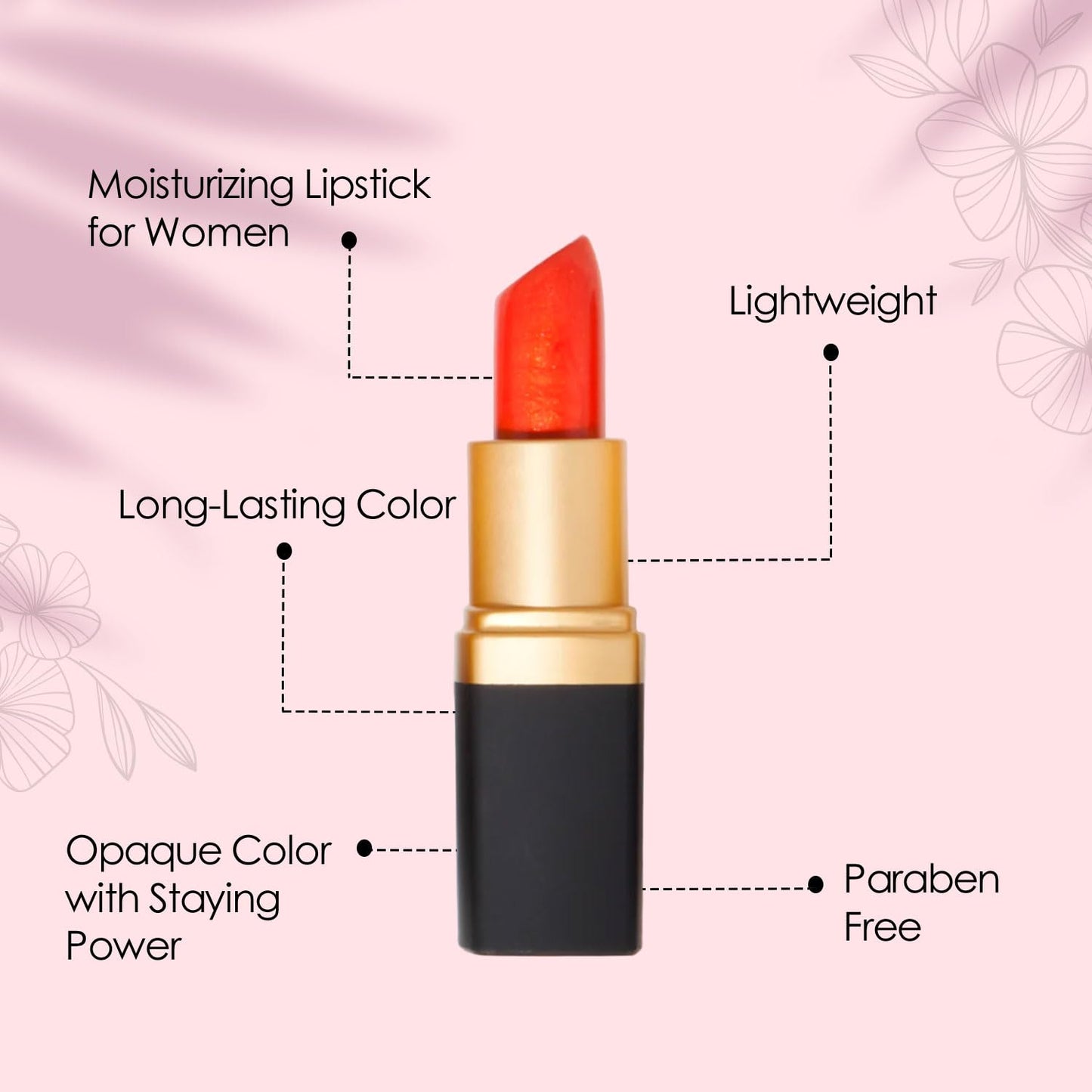 Vera Moore Creme Lipstick, Long Lasting, Lightweight, Moisturizing Opaque Color with Staying Power, Fragrance, and Paraben Free Cosmetics Soft Lipstick (Naughty)