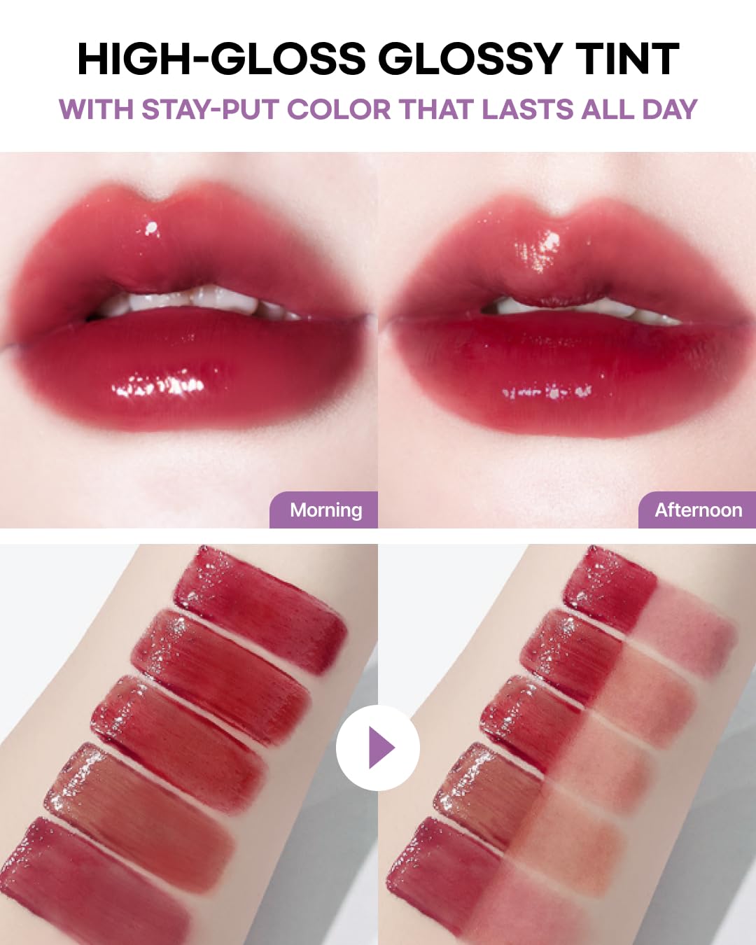 DEARMAY LA PISTE LIP TINT LP03 Romantic 0.14 oz. long lasting lip stain with glossy finish and lightweight texture, non sticky, hydrating formula with no flaking and glassy vivid tint, korean makeup