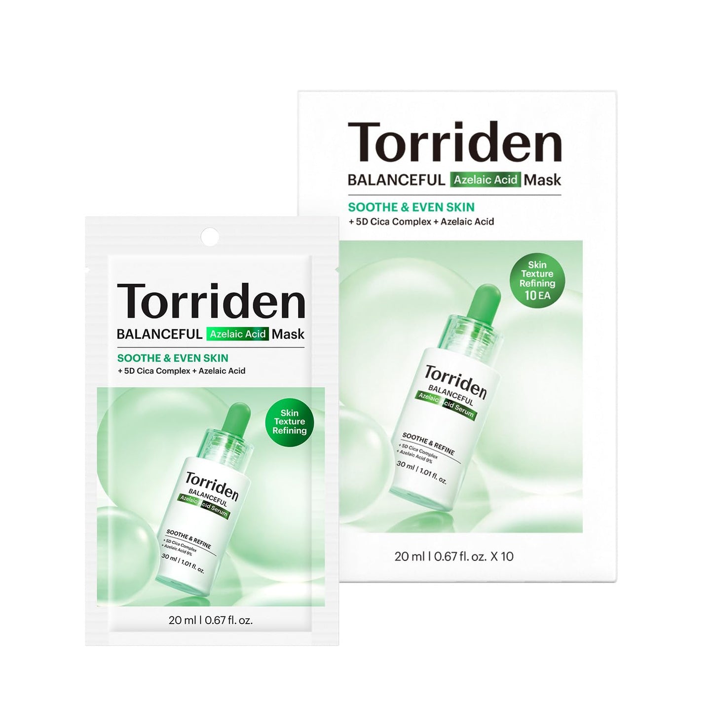 Torriden BALANCEFUL Azelaic Acid Mask (10 Sheets) | Soothing with 5D Cica & Glutathione for