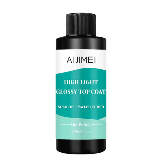 AIJIMEI 120ml High Shine Glossy Top Coat for Nails Long Lasting, Smooth TopCoat, High Light Glossy