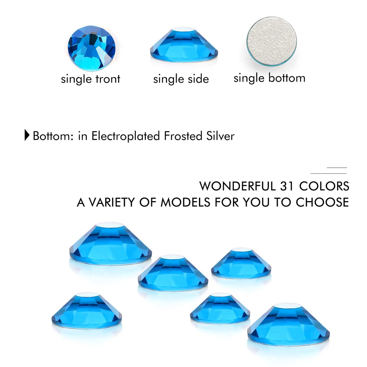 1440Pcs Blue Zircon Crystal Rhinestones,Glass Flatback Rhinestones Gemstones for Nail Face Makeup Art Crafts Clothes Decoration-(SS16,4.0mm,Blue Zircon)