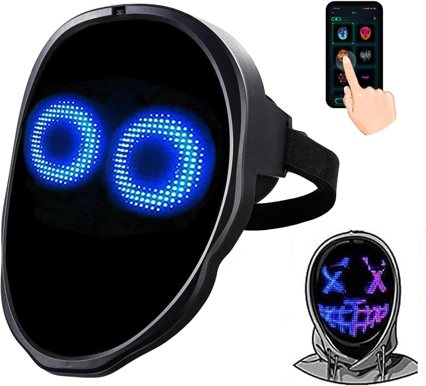 Led Mask with App Controlled,Programmable LED Halloween Mask,Digital Mask for Costume Cosplay Party Masquerade