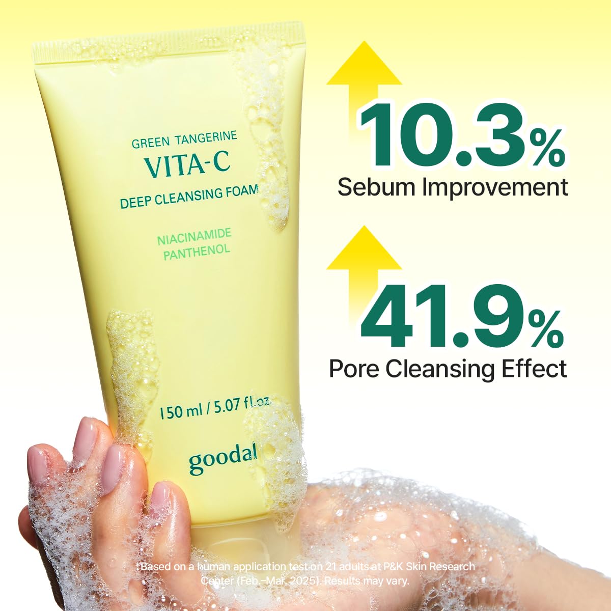 GOODAL Green Tangerine Vitamin C Cleansing Foam for Sensitive Skin | Gentle Formula for Deep