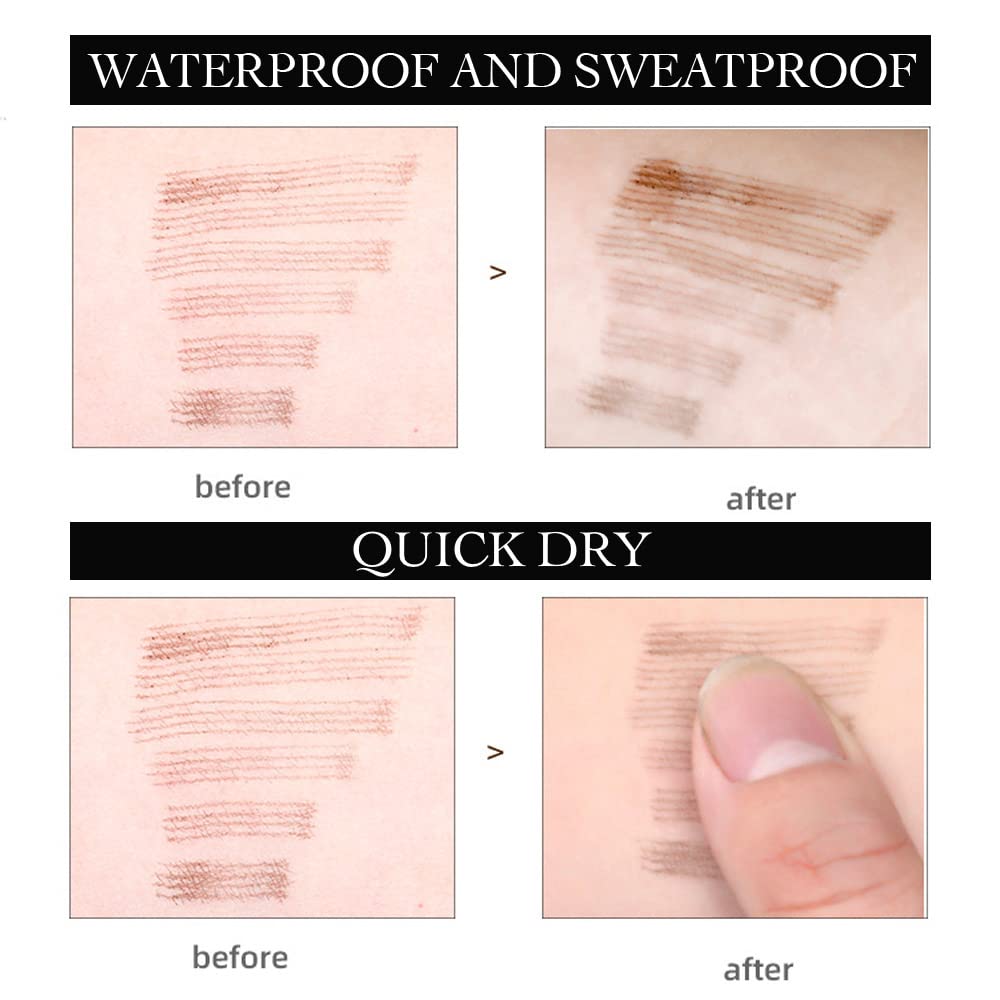 2 Pcs/Set Eyebrow Ink Pencil by Brow Stylist -Micro 4 Point Brow Pen Lift & Snatch Eyebrow Pen Kits with 3 Eyebrow Stencil Long-Lasting Waterproof Natural Eyebrow Hair (3# dark grey)