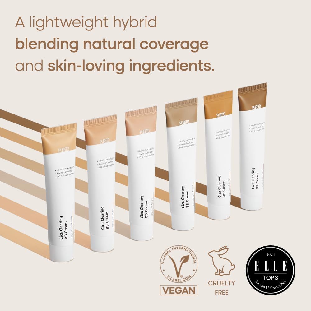 PURITO Cica Clearing BB #15 | Vegan Skin BB Cream In Rose Ivory Tone