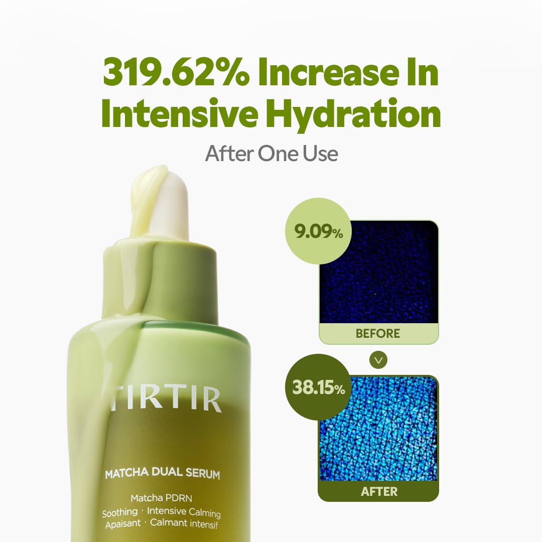 TIRTIR Matcha Dual PDRN Serum | Irritated Red Skin Relief & Glass Skin Glow with 20,000ppm Vegan