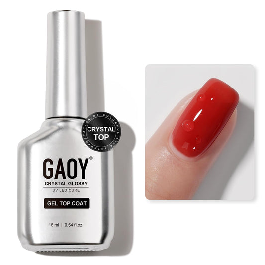 GAOY Crystal Glossy Gel Top Coat, 16ml No Wipe Clear Finish for Gel Nail Polish, High Gloss Varnish